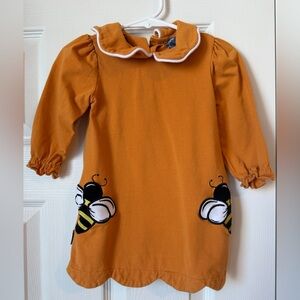 Simply Southern Orange Long-Sleeve Bee Appliqué Dress